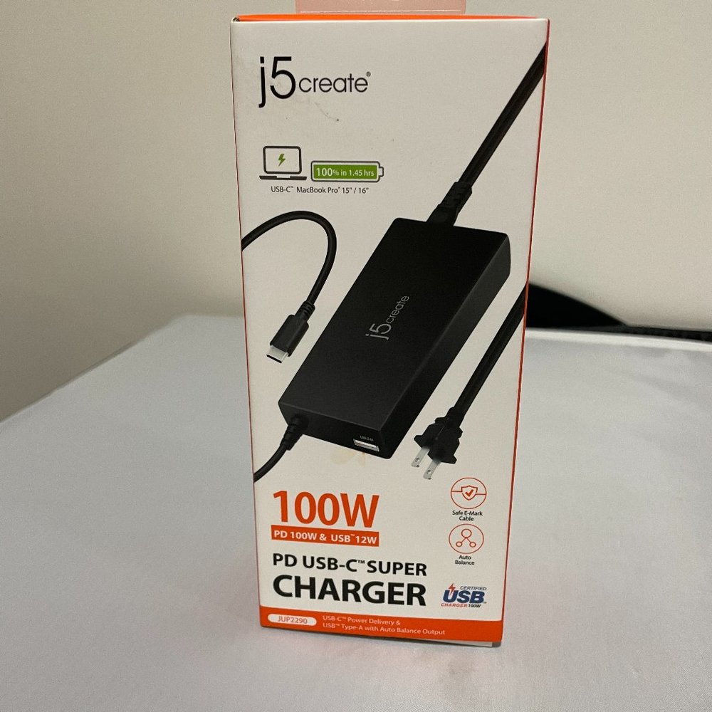 New j5create JUP2290 100W PD USB-C Super Charger for Laptop, Notebook, Tablet